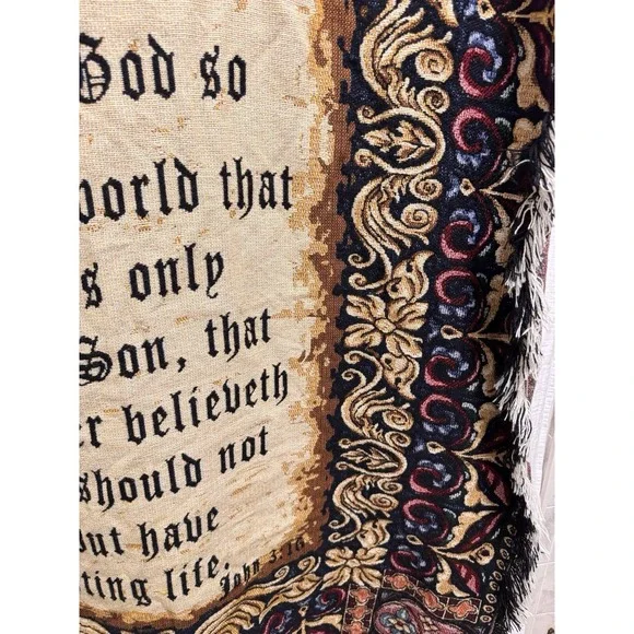Crown Crafts Religious John 3:16 For God so loved the world Throw Blanket 46x52" - Picture 7 of 10
